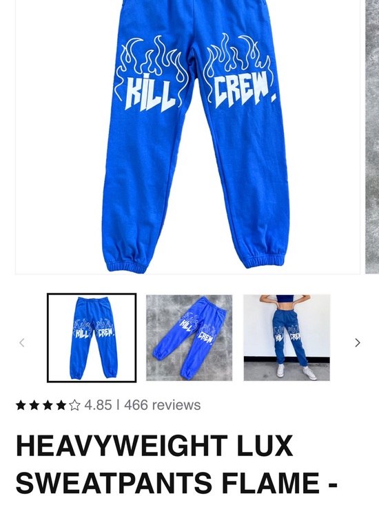 Kill Crew Pants - Kill Crew Blue Flame Joggers with White Graphic
